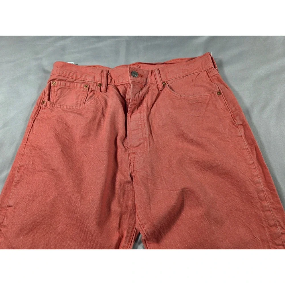 Levis 501 Button Fly Denim Jeans Mens 36x32 (Fits 34x30) Salmon Pink Coral
